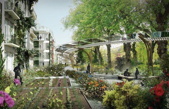 Street view - Street view showing converted flats, shared gardens, pedestrian walkways.