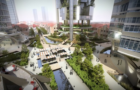 Shanghai Center Markets - Markets in the center of the four mixed use / agriculture towers
