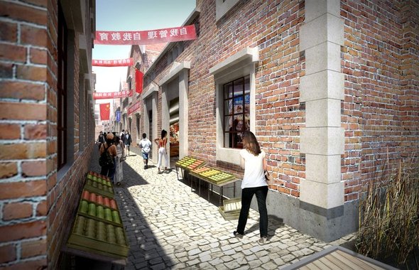 Shanghai Markets - Some converted lilong buildings serve as indoor markets and food processing areas.